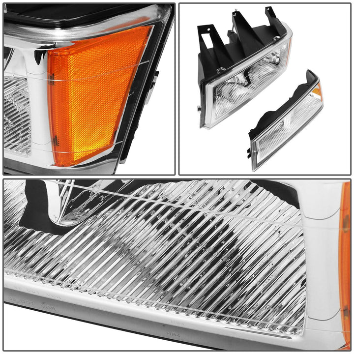 04-12 Chevy Colorado Chrome Headlights w/ Amber Corner 4PC Set