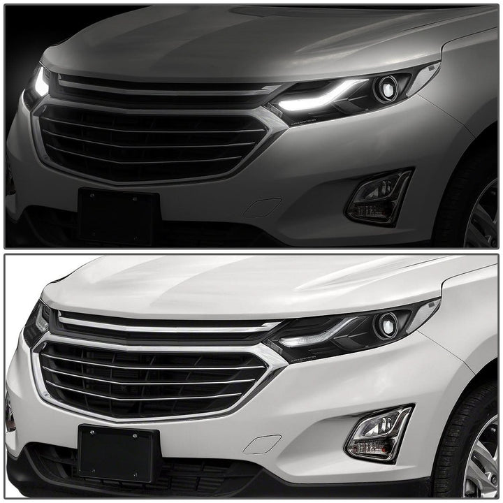 2018-2021 Chevrolet Equinox Projector LED DRL Headlights Black Housing