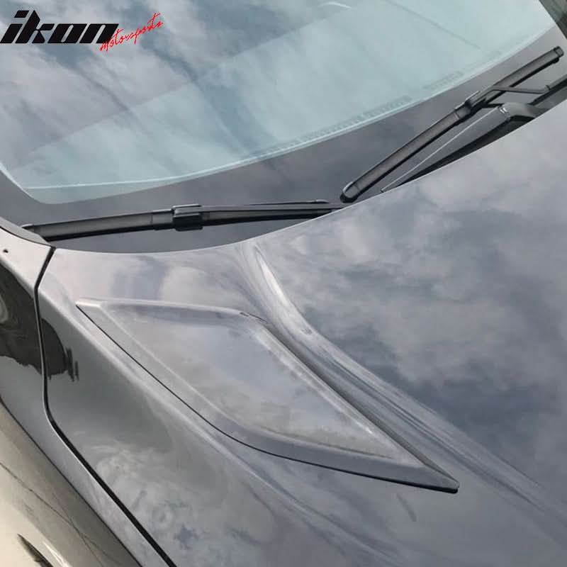 2016-2020 Honda Civic 10th Gen V1 Black Front Hood Scoop Vents ABS 2PC