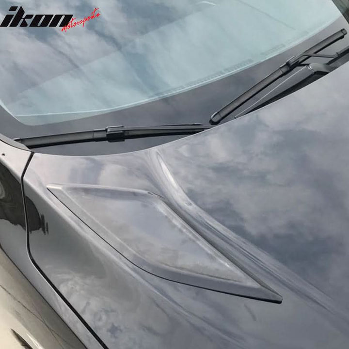 2016-2020 Honda Civic 10th Gen V1 Black Front Hood Scoop Vents ABS 2PC