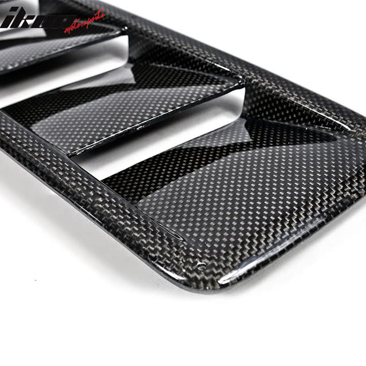 Universal Fitment Air Flow Hood Vent Scoop Bonnet Cover 2PC 20x5in CF