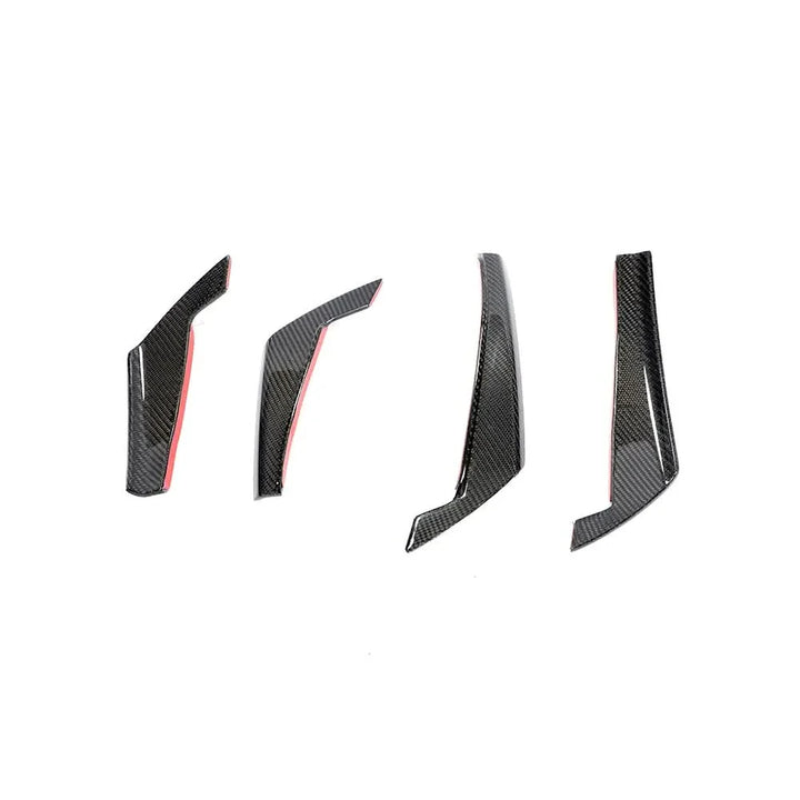 Audi A4 / RS4 B9 (2017-2020) Carbon Fiber Front Canards – RS4 Style Aftermarket Bumper Fins (4PC)