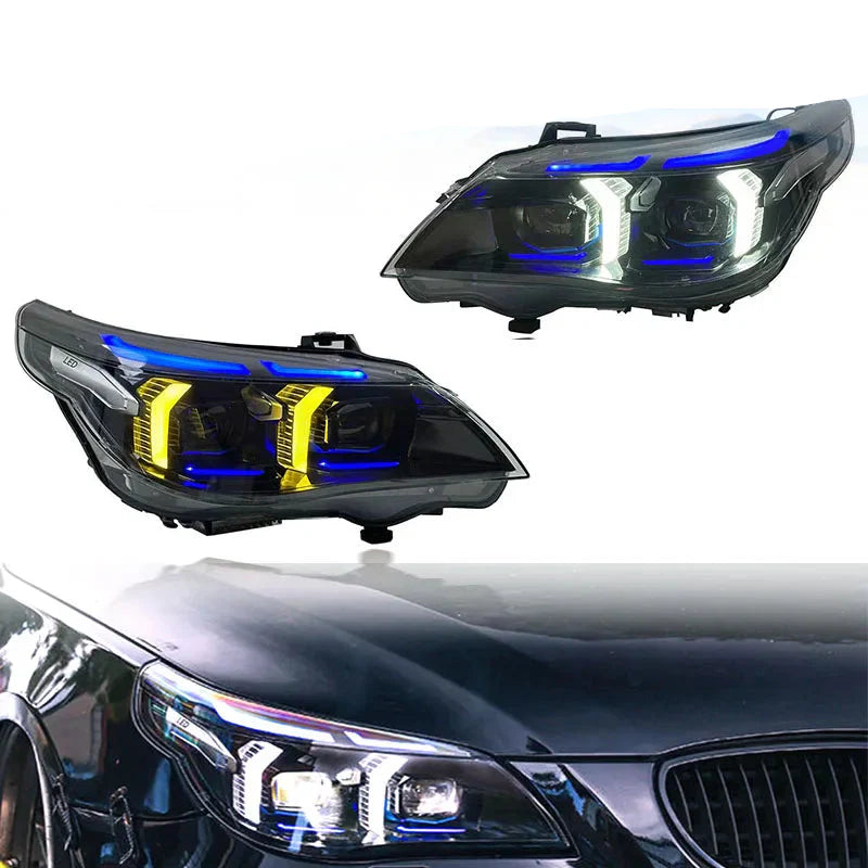 BMW 5 Series E60 Snake Eye LED Headlight Assembly with Dual-Color DRL 2003 - 2010
