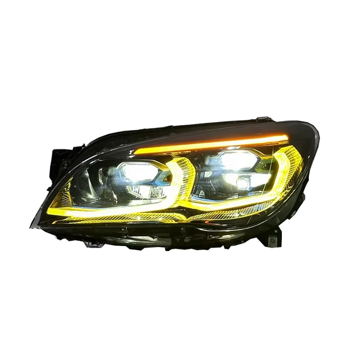 BMW 7 Series F02 G12 Style LED Headlight Assembly with Dual-Color DRL (Yellow / White) 2013 - 2015 (Replaces 63117228423)