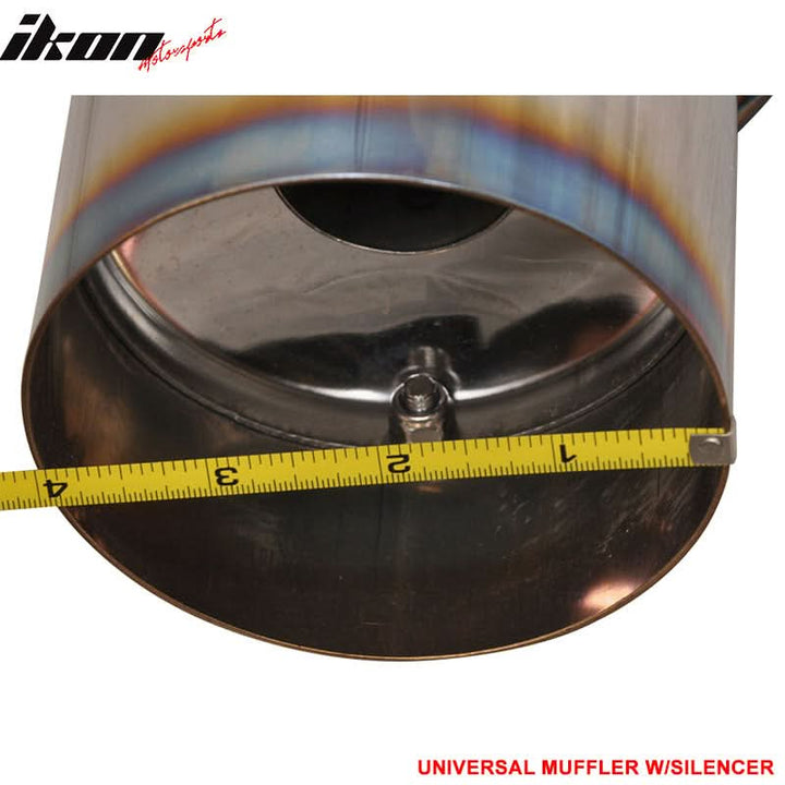Universal N1 Style 4In Steel Muffler Titanium Flat Tip + Silencer