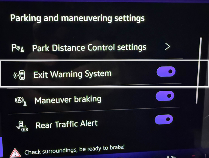 VW ID.4 Exit Warning System Activation