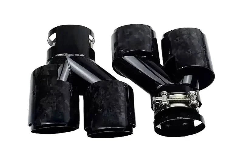BMW 2/3/4 Series G42 G20/G21 G23 Black Stainless Steel Forged Carbon Fiber Dual Muffler Tip (2019+)