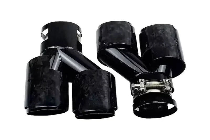 BMW 2/3/4 Series G42 G20/G21 G23 Black Stainless Steel Forged Carbon Fiber Dual Muffler Tip (2019+)