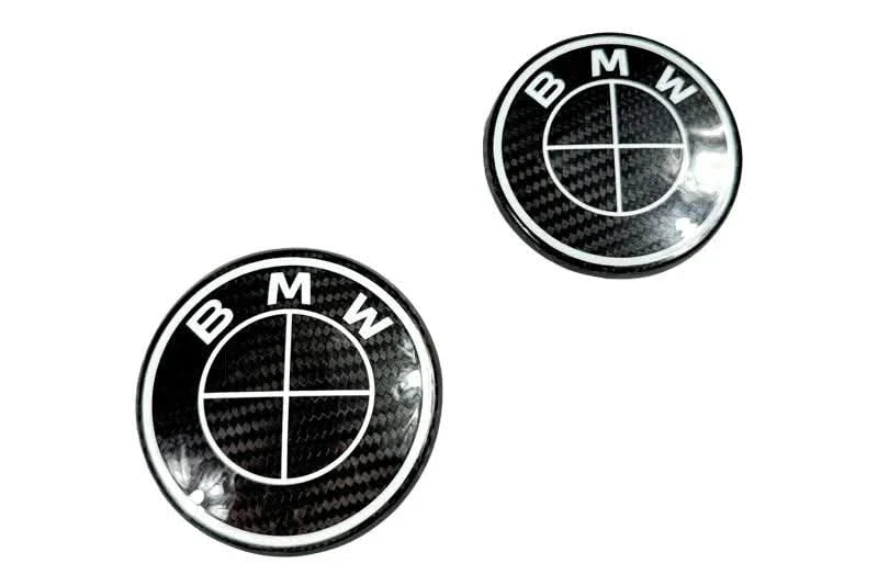 BMW Roundel Emblem Covers - Full Carbon Fiber Black and White Style V2