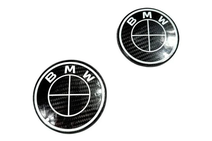 BMW Roundel Emblem Covers - Full Carbon Fiber Black and White Style V2
