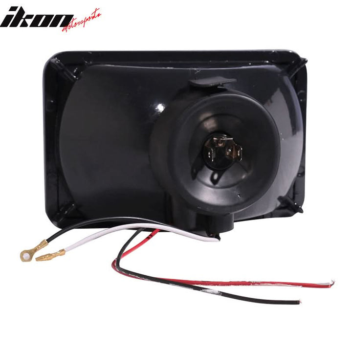 Universal 4X6 Square H4 Diamond Cut Style Clear Lens Headlight