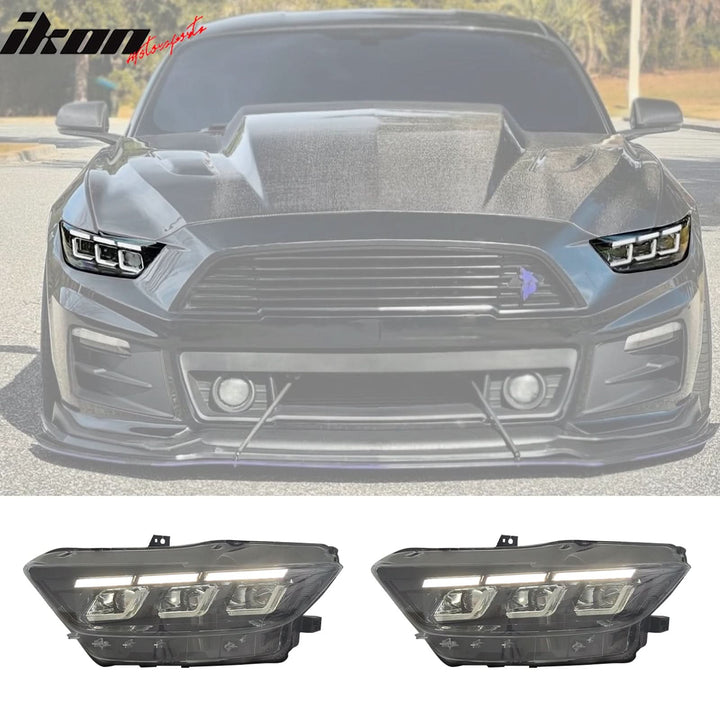2015-2022 Ford Mustang Shelby 2024 Style Front Bumper Head Lights Lamp