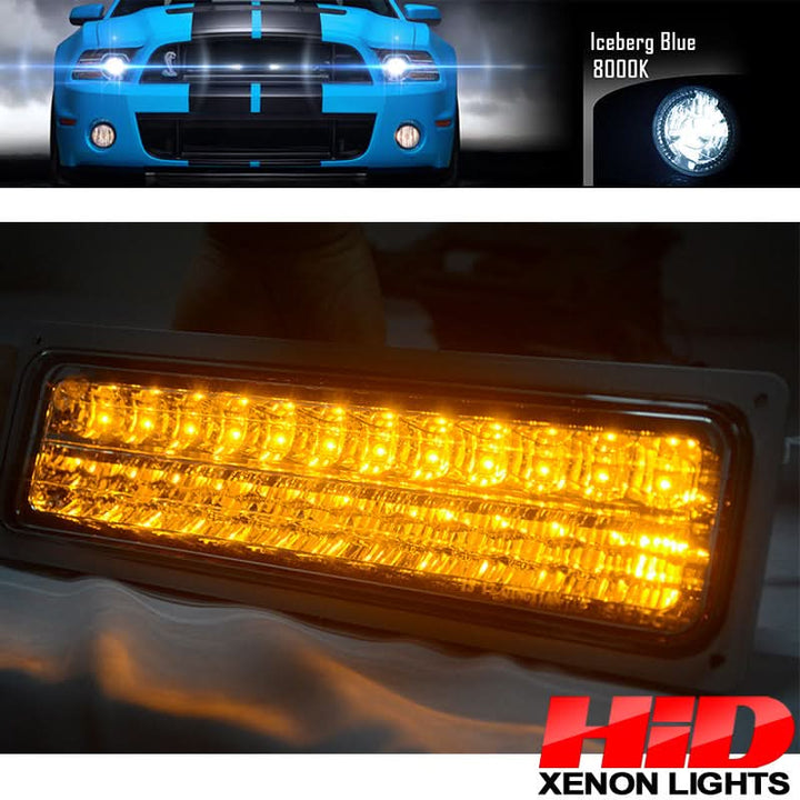 Fits 92-99 Chevy C10 Yukon Headlight Corner LED Bumper Lamp Smoked 8Pc