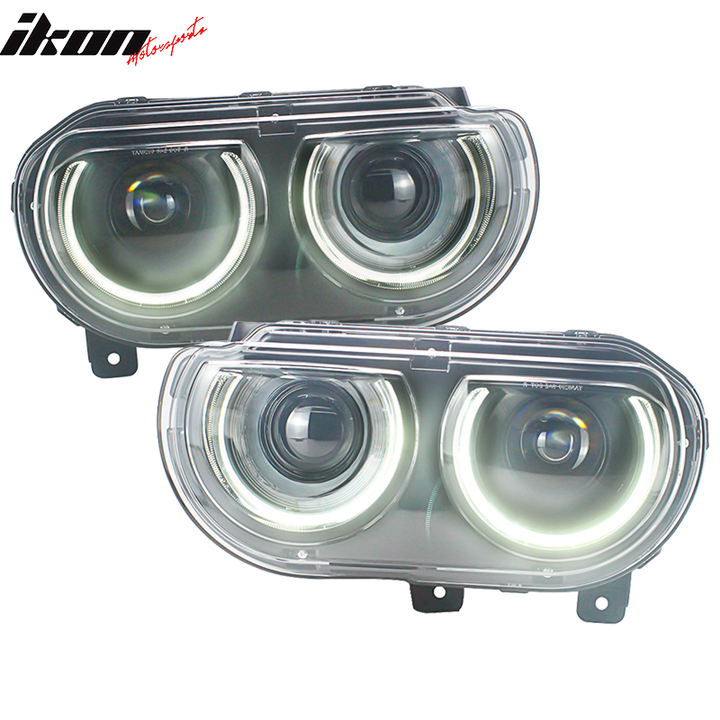 Fits 08-14 Challenger Front Bumper + Lip + Fender Flares + Headlights