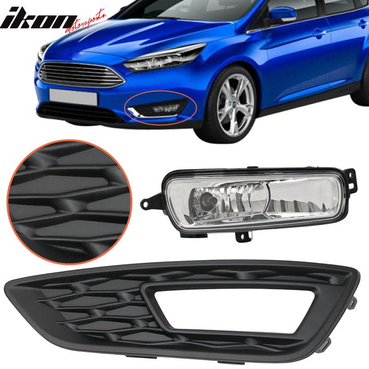 Fits 15-17 Focus Pair Front Fog Light Lamps Bezels - Sport SE Version