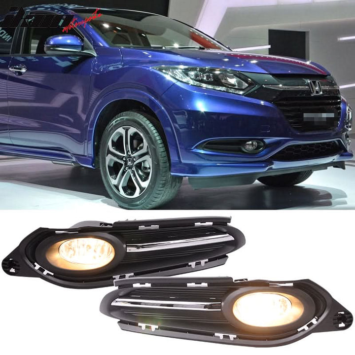 Fits 16-18 Honda HRV Front Fog Light Lamp + Switch Wiring Kit Clear