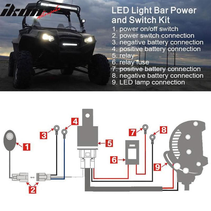 Universal Fog Light Lamp Wiring Harness Kit LED Light Bar Switch Relay