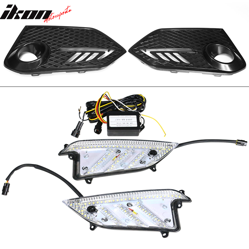 Fits 16-18 Honda Civic 10th-Gen TR Front Bumper Grille Foglight Cover