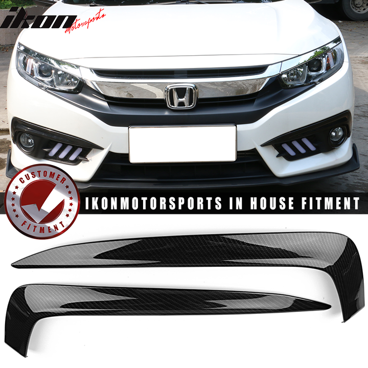 2016-2018Â Honda Civic Fog Lights Cover Eye Lid Trim Carbon Fiber Print