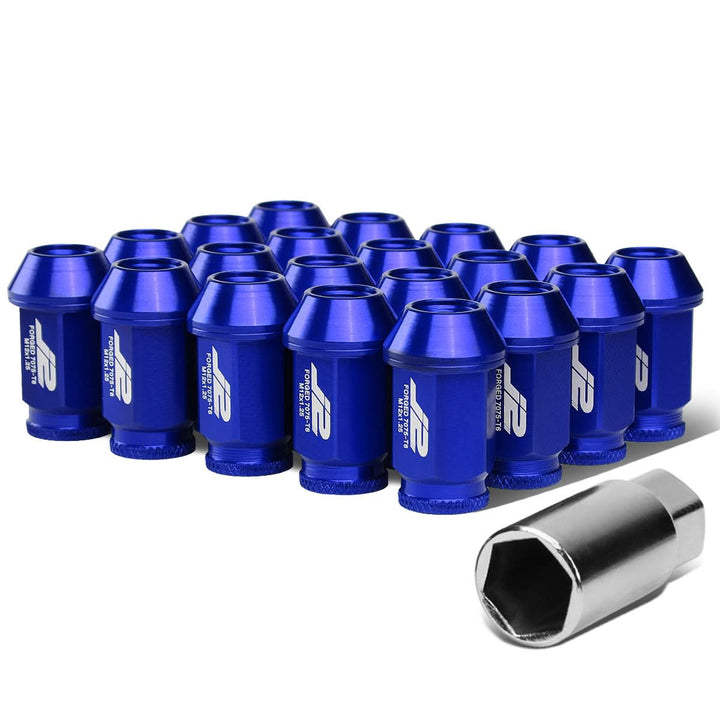 Aluminum Lug Nuts Open-End 40MM M12X1.25 20PCS with Adapter Blue