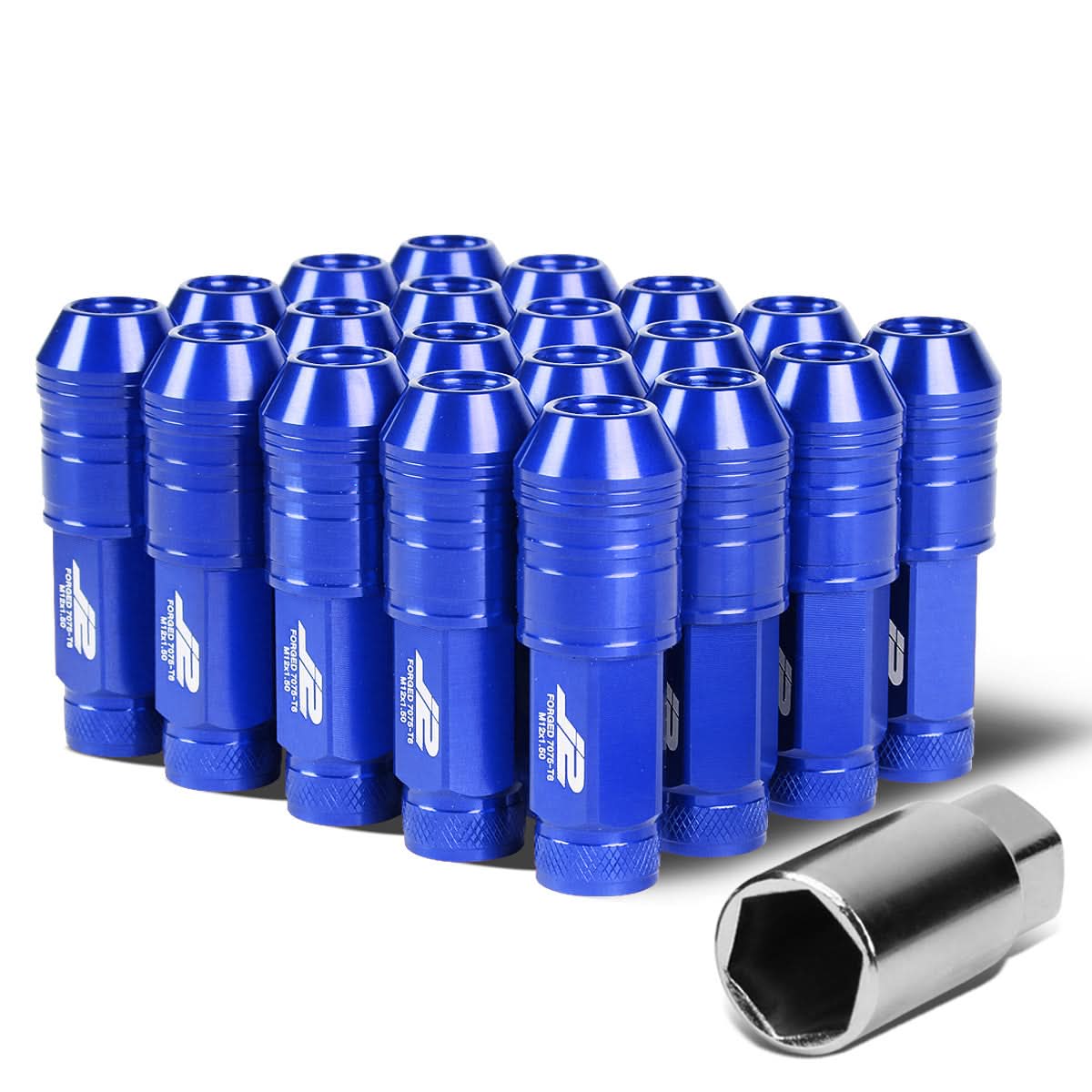 ネオン管リングブルー Universal Blue Aluminum Lug Nuts - 70MM Open End M12x1.5 20PC Set