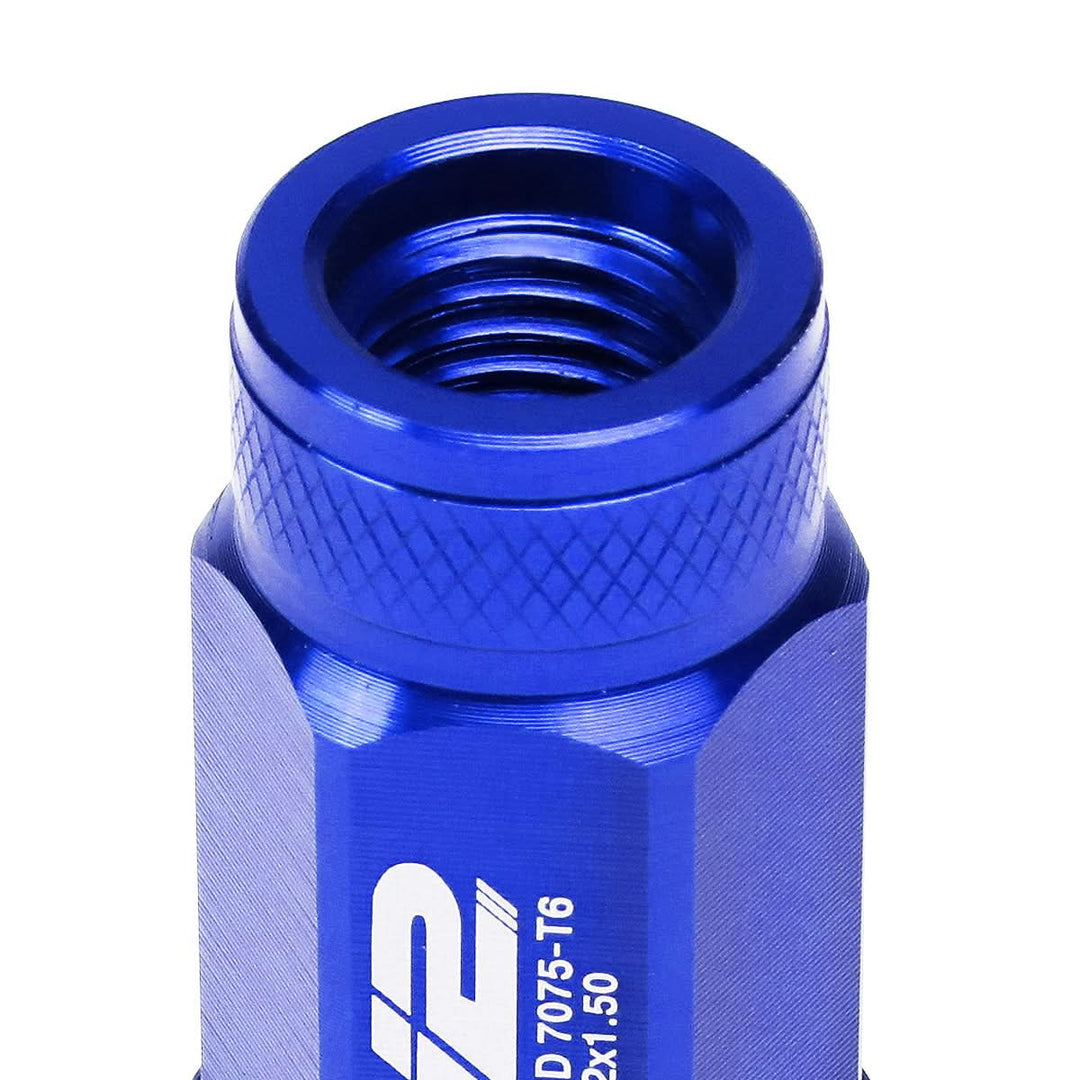 Universal Blue Aluminum Lug Nuts - 70MM Open End M12x1.5 20PC Set