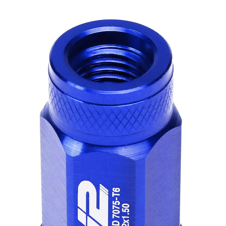 Universal Blue Aluminum Lug Nuts - 70MM Open End M12x1.5 20PC Set