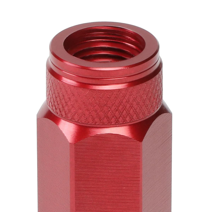 Aluminum Open-End Lug Nuts 90MM M12X1.25 Red 20PCS w/ Adapter