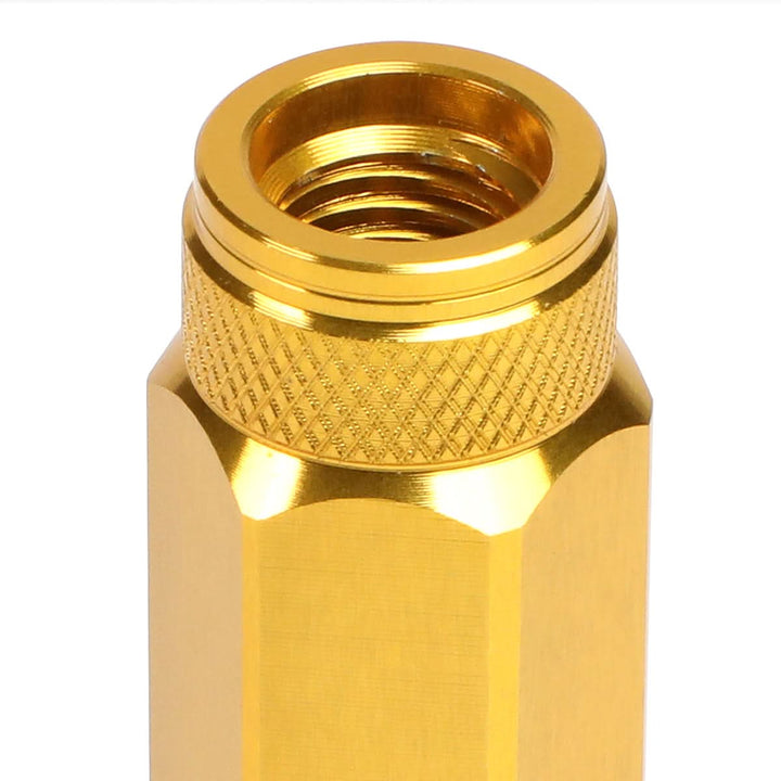 Aluminum Open-End Lug Nuts 90MM M12X1.5 20PCS w/ Adapter Gold