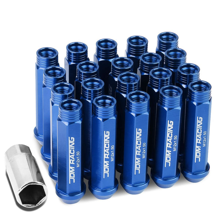 Universal Acorn Style Extended Lug Nuts M12 x 1.5 20pc Blue Aluminum