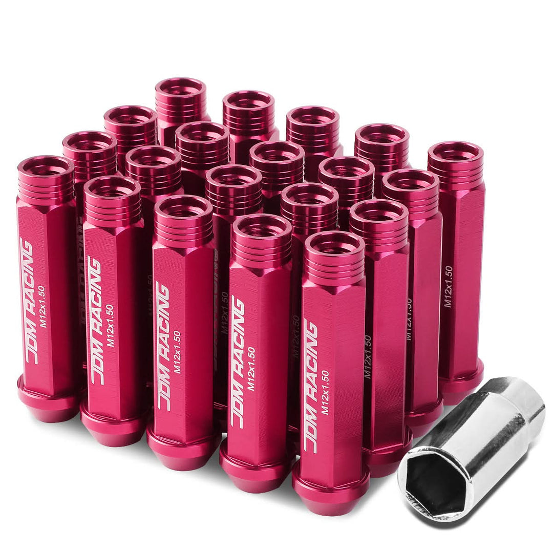 Aluminum Acorn Style Extended Lug Nuts M12x1.5 Pink 20pc Set
