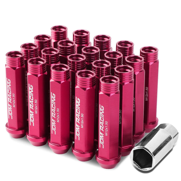 Aluminum Acorn Style Extended Lug Nuts M12x1.5 Pink 20pc Set