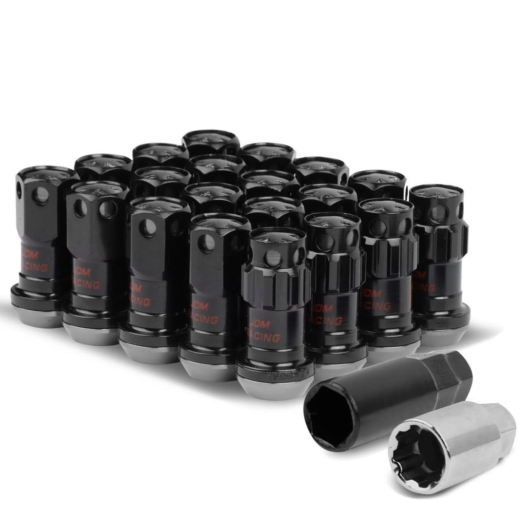M12 x 1.25 Aluminum Lug Nuts Set - 45mm Closed End with Locks - Aluminum