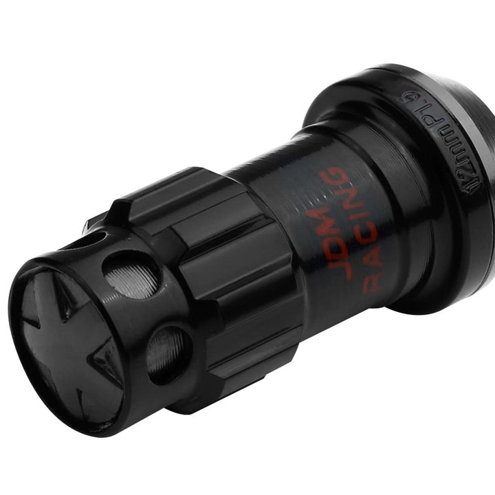 M12 x 1.5 Aluminum Lug Nuts with Locks 16pc Set - Black