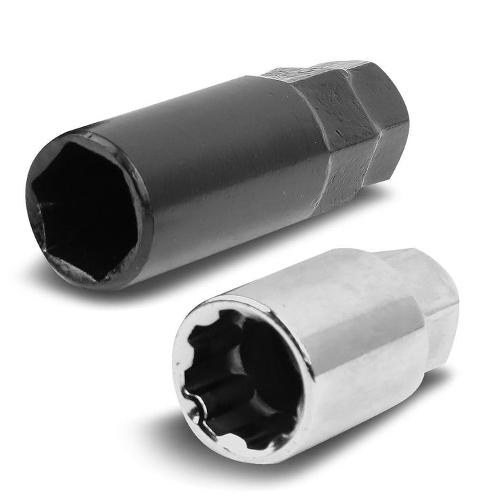 M12 x 1.5 Aluminum Lug Nuts with Locks 16pc Set - Black