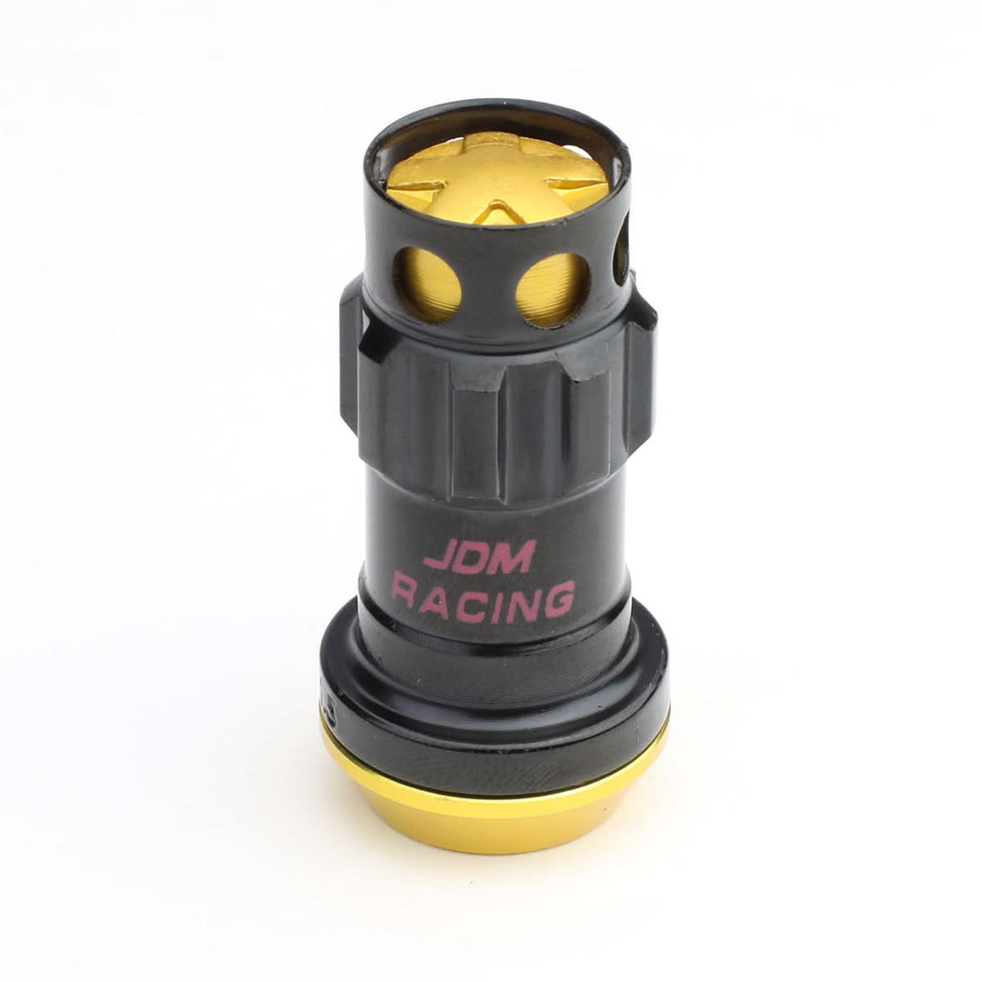 Aluminum Lug Nuts M12x1.5 Lock Style 20pc Set Black/Gold