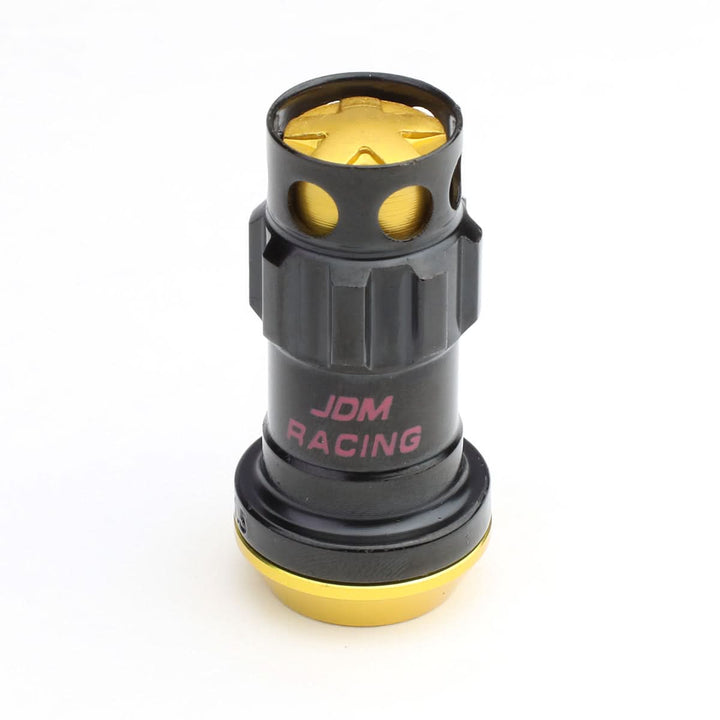 Aluminum Lug Nuts M12x1.5 Lock Style 20pc Set Black/Gold