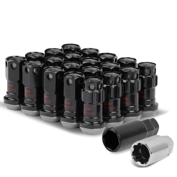 Aluminum Lug Nuts M12x1.5 Lock Style 16pcs + 4 Locks Black