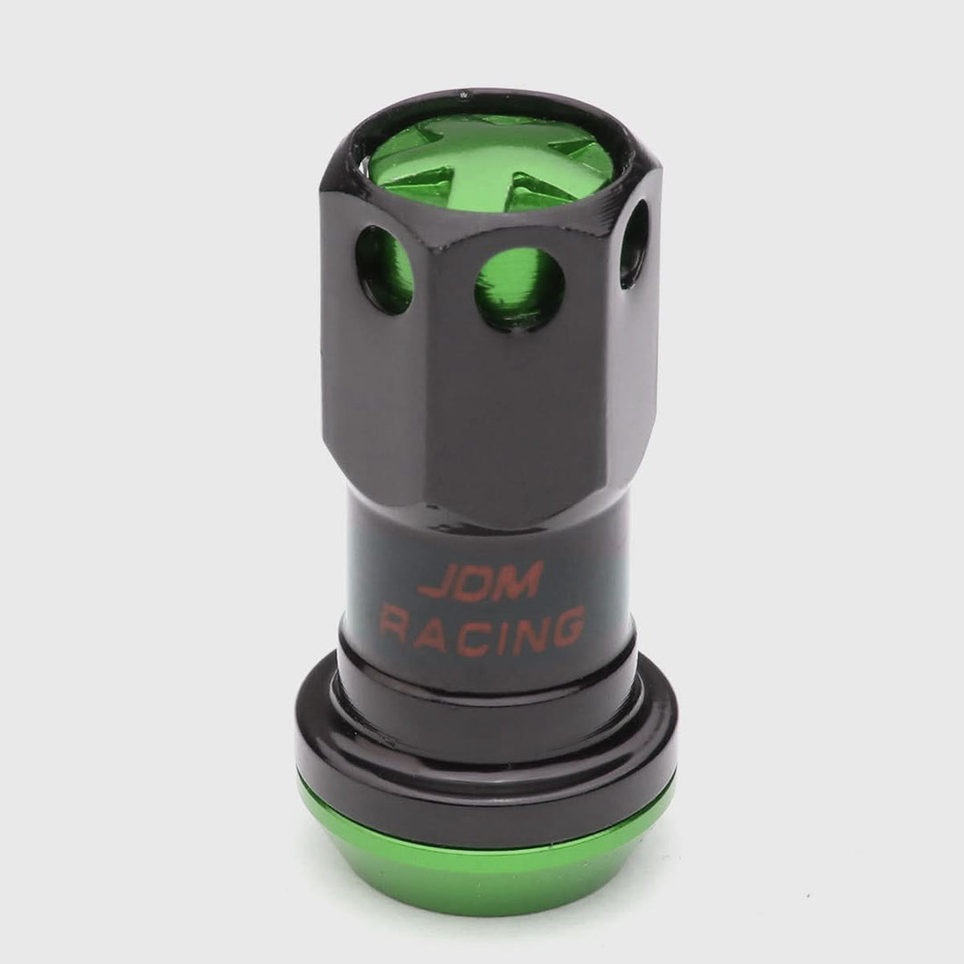 M12 x 1.5 Aluminum Lug Nuts Set Lock Nut Style 16pcs Black Green