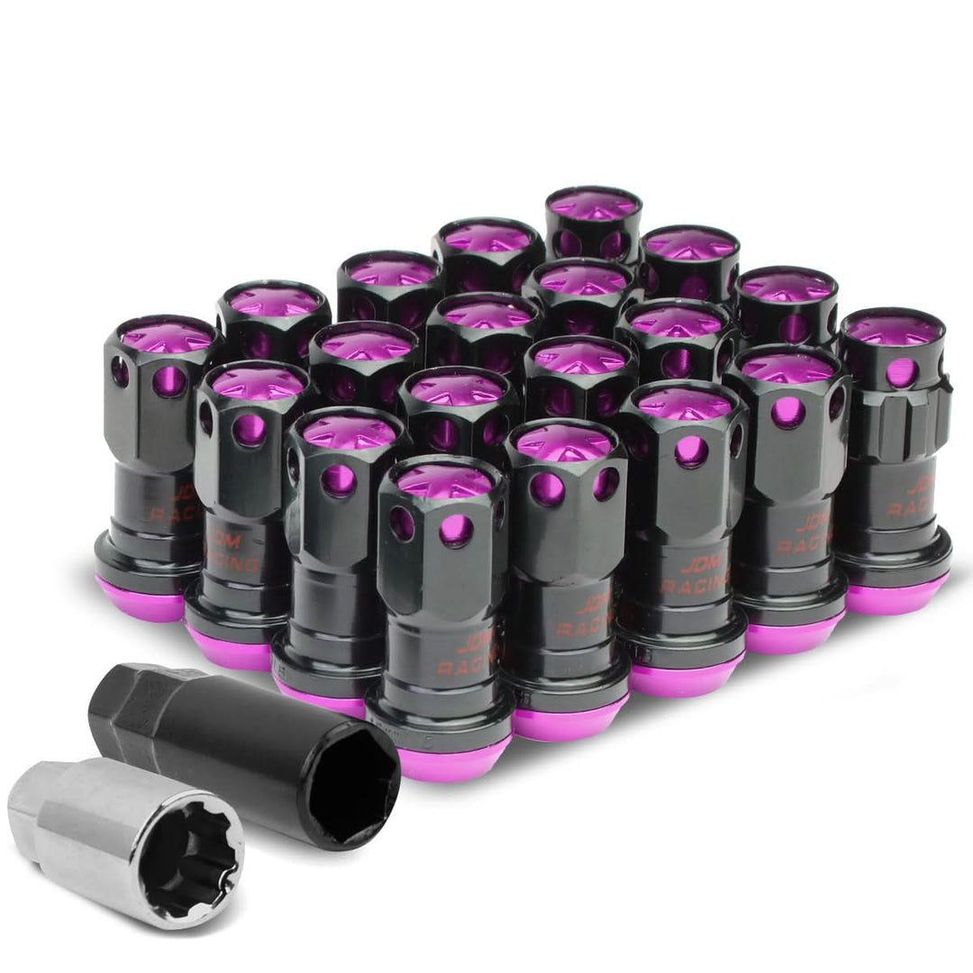 M12 x 1.5 Aluminum Lug Nuts 16pc + 4 Locks Black Purple
