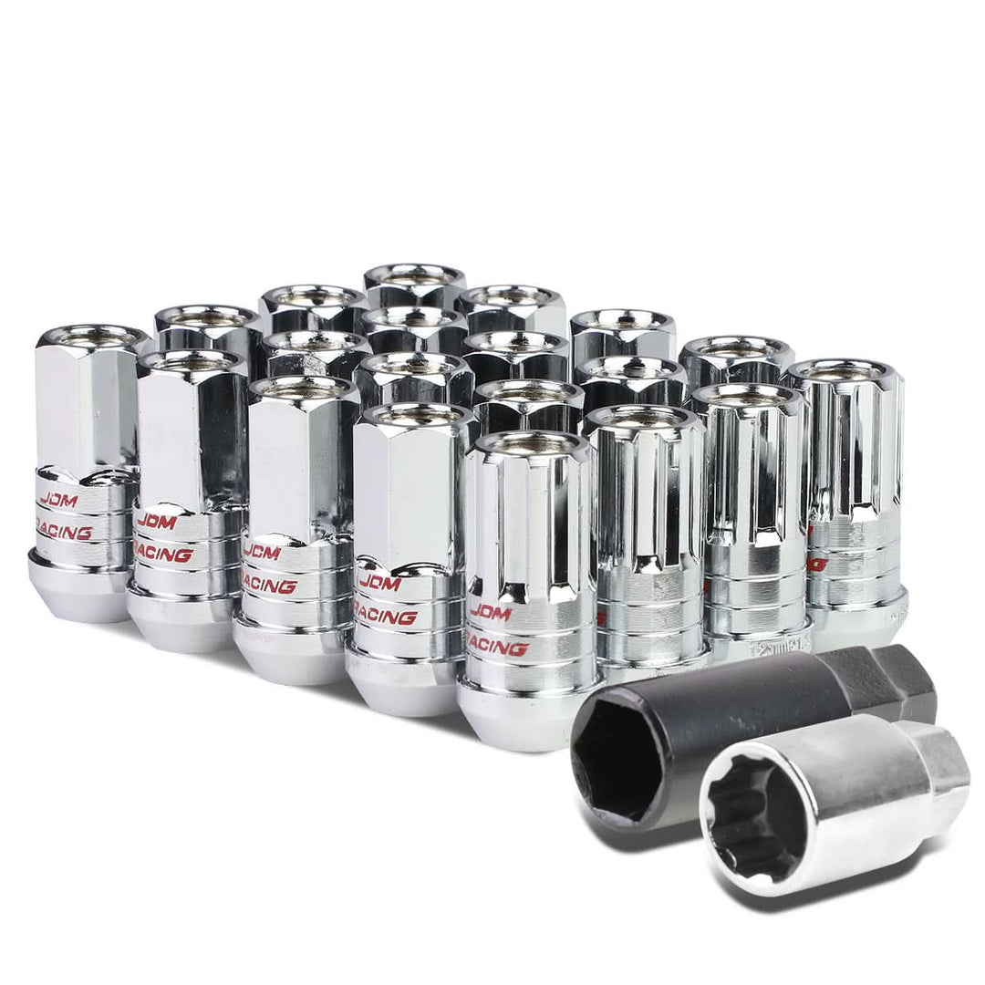 Steel Lug Nuts M12x1.5 Acorn Grooved Shank Extended Chrome 16+4 Lock