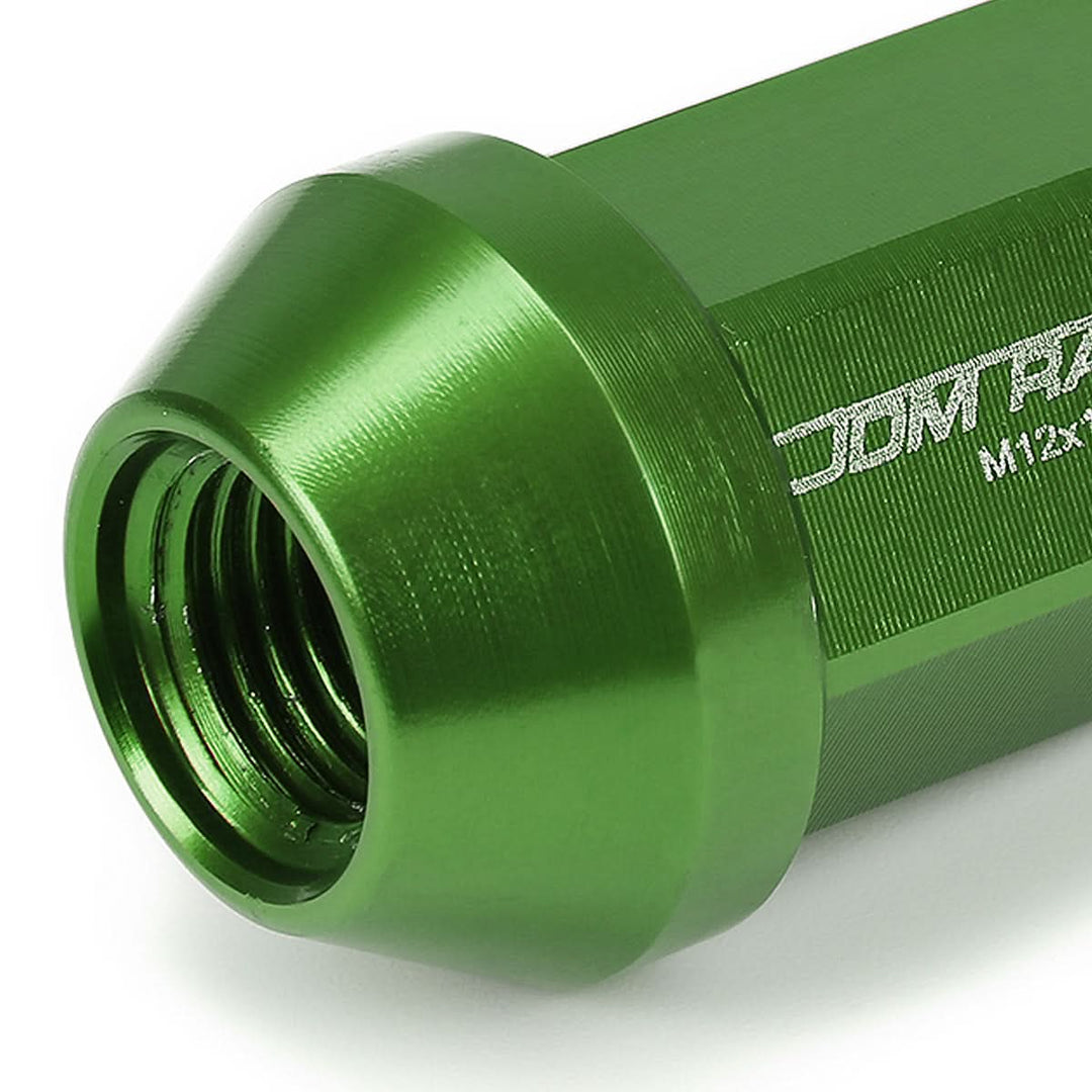 M12 x 1.25 Aluminum Acorn Lug Nuts 35mm Short Closed End Green 20pc