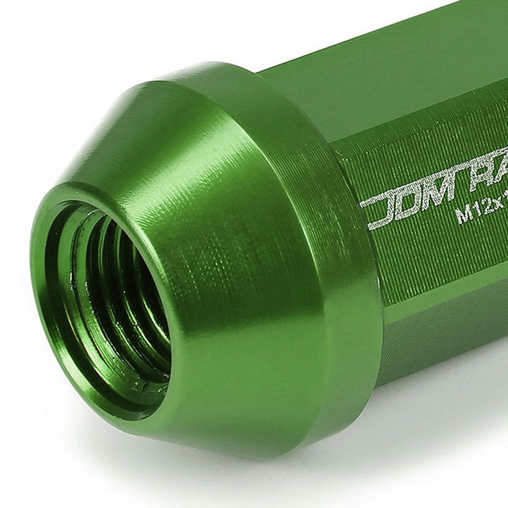 M12 x 1.25 Aluminum Acorn Lug Nuts 35mm Short Closed End Green 20pc