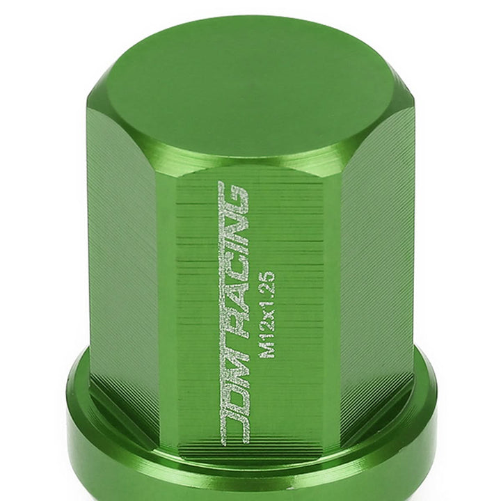 M12 x 1.25 Aluminum Acorn Lug Nuts 35mm Short Closed End Green 20pc