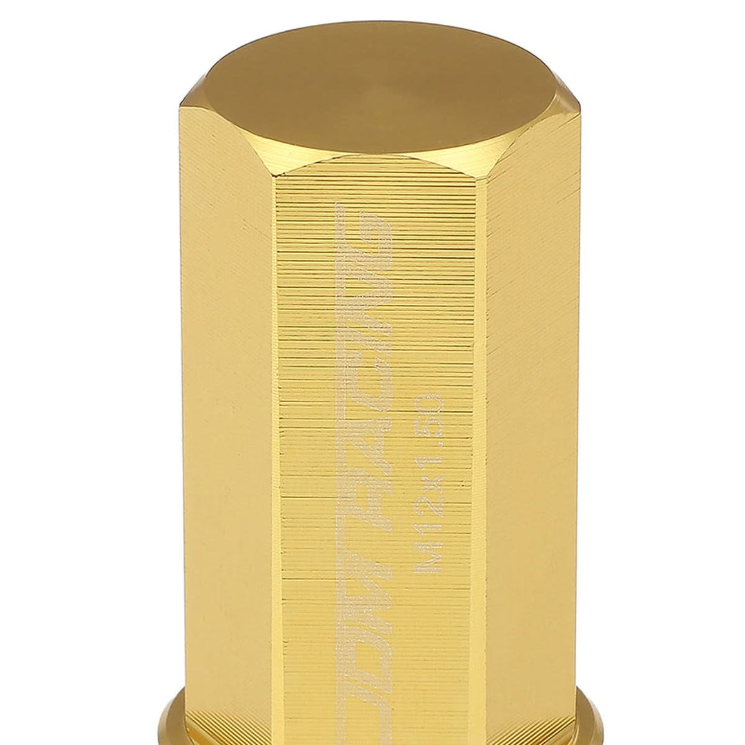 M12 x 1.5 Acorn Style Extended Lug Nuts 20pc Set Gold Aluminum