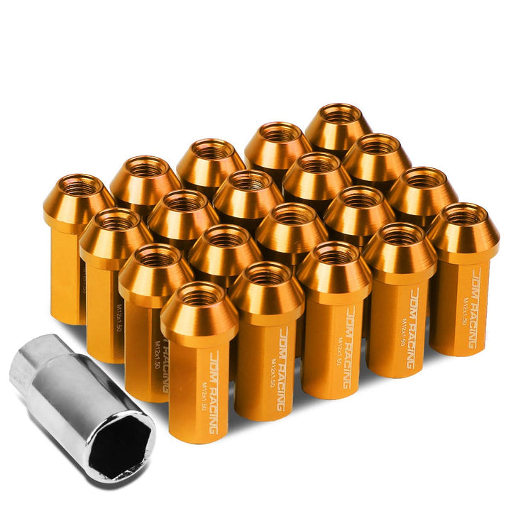 Aluminum Lug Nuts M12 x 1.5 Acorn Style Extended Orange 20pc Set