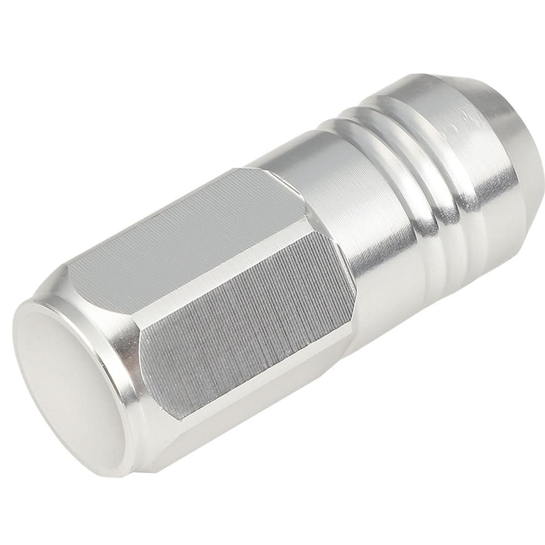 M12 x 1.25 Aluminum Lug Nuts - Grooved Shank Extended 50mm 20pc Silver
