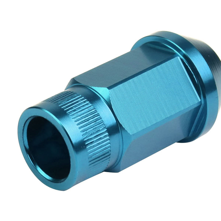 M12x1.25 Aluminum Lug Nuts - Acorn Knurled Extended 20pc Light Blue