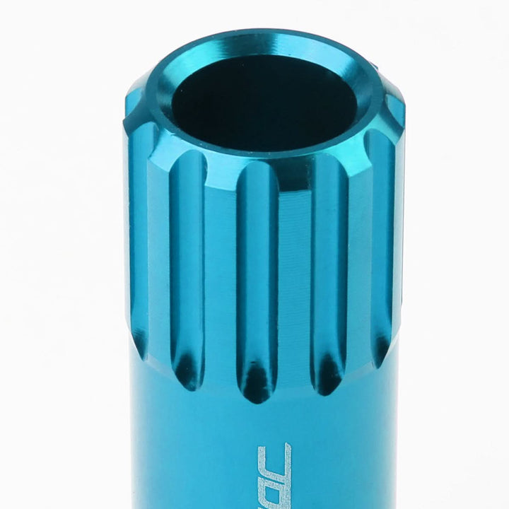 M12 x 1.25 Extended Aluminum Lug Nuts 16pc + 4 Locks Light Blue