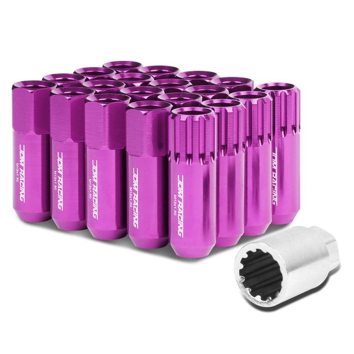 M12 x 1.5 Extended Purple Lug Nuts Set - 16 Pcs + 4 Locks Aluminum